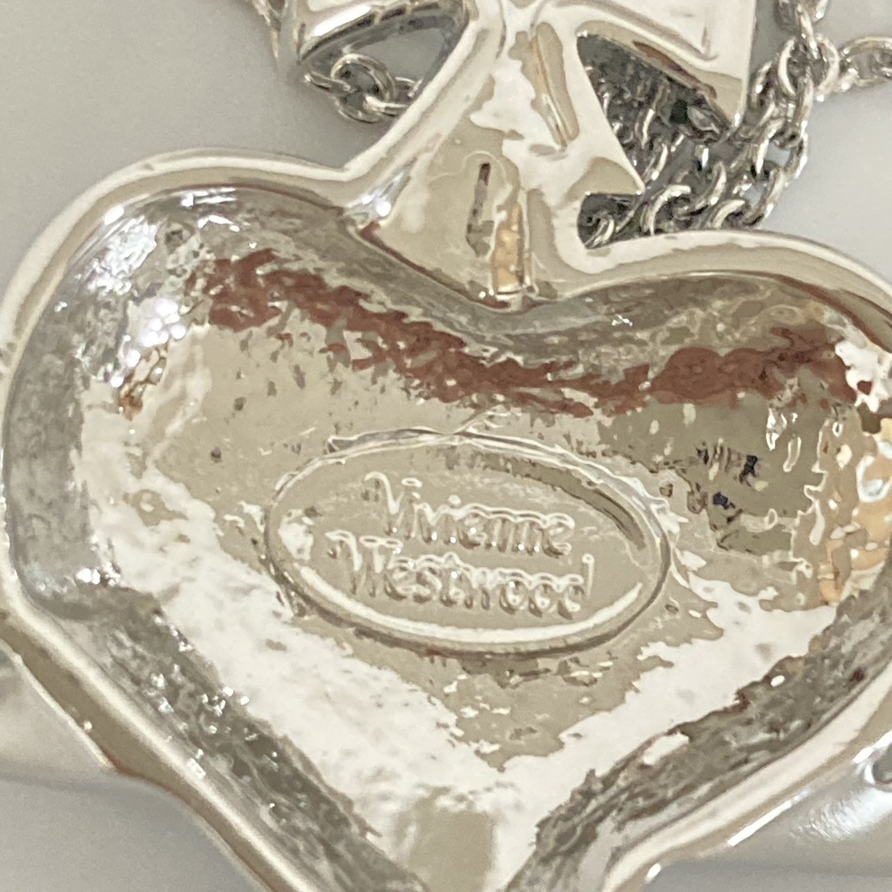 Vivienne Westwood Necklace Diamante Heart Orb Large Silver Purple w/Pouch NO BOX