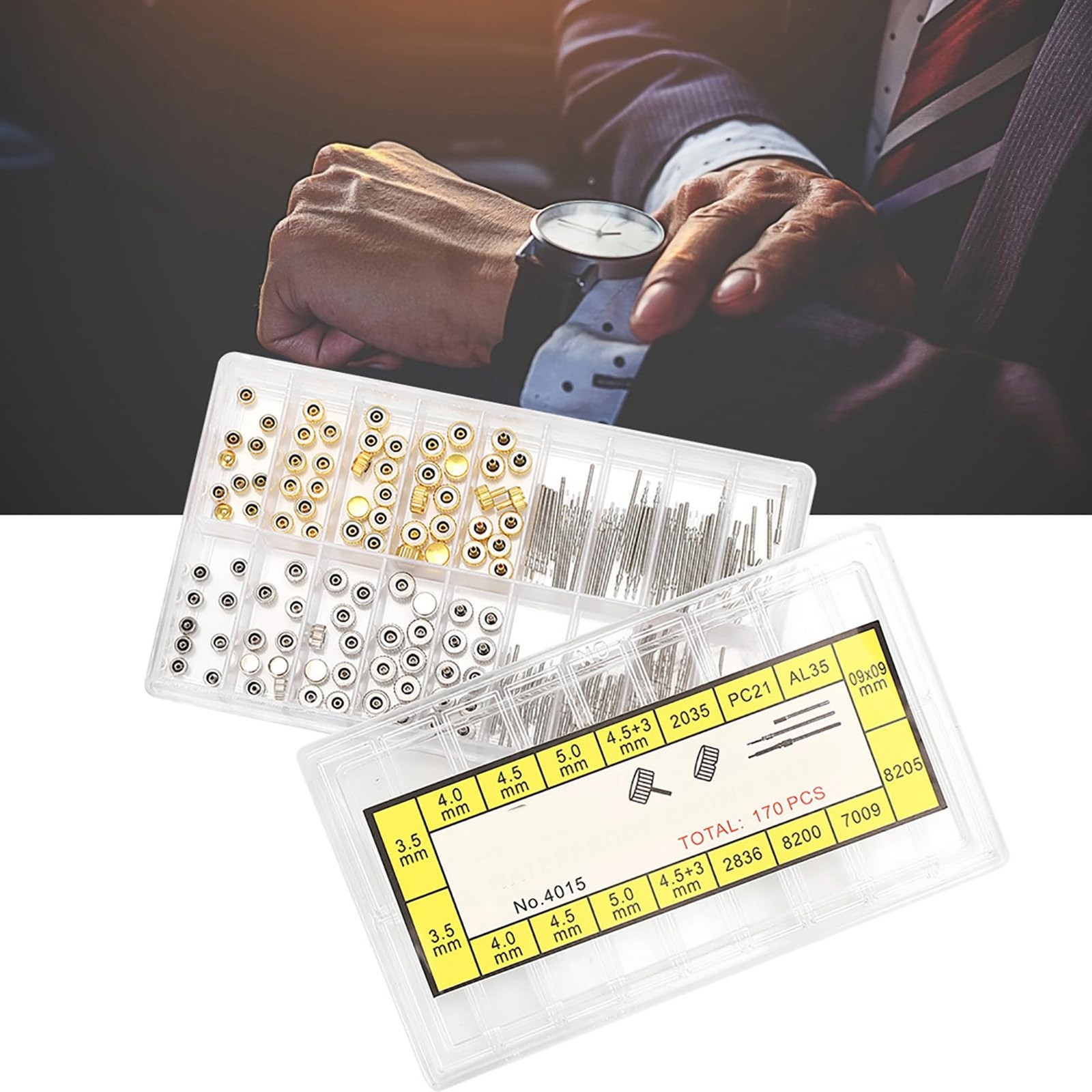 Kodrily Watch Repair Kit, 1 Box Crown Replacement, Variable, Gold