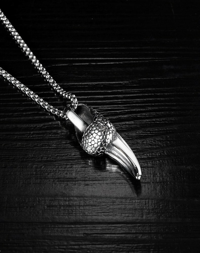 Men Stainless Steel Vintage 3D Casting Eagle Claw Pendant Necklace 0824