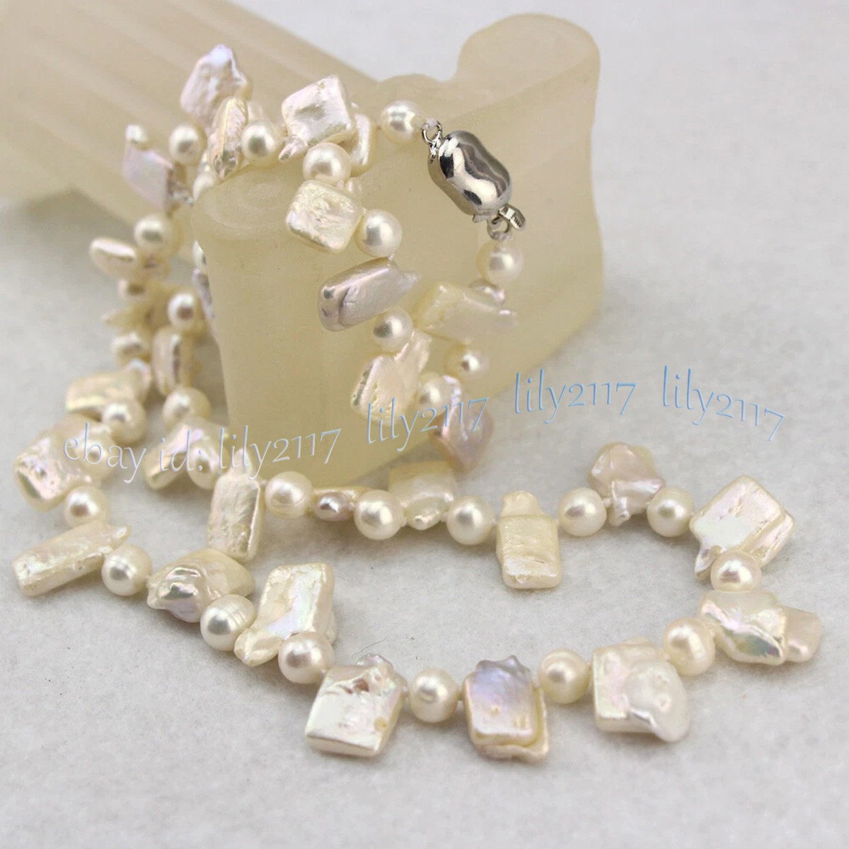 10-18mm Natural Unique Irregular White Freshwater Baroque Pearl Necklace 14-48in