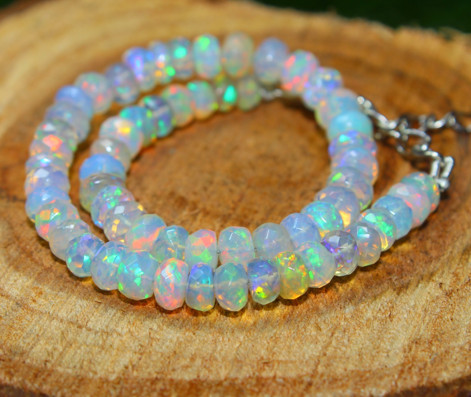 Ethiopian Opal Rondelle Beads 4-5mm 8 Inch Faceted Gemstone Strand