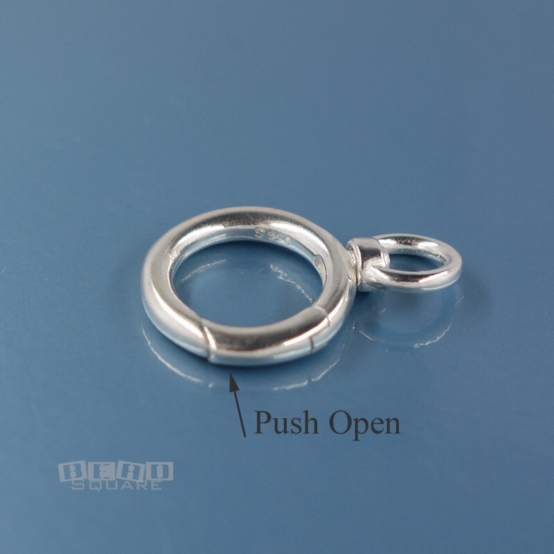Sterling Silver 13.5mm Round Donut Clip On Clasp Connector w/Swivel Ring #33258
