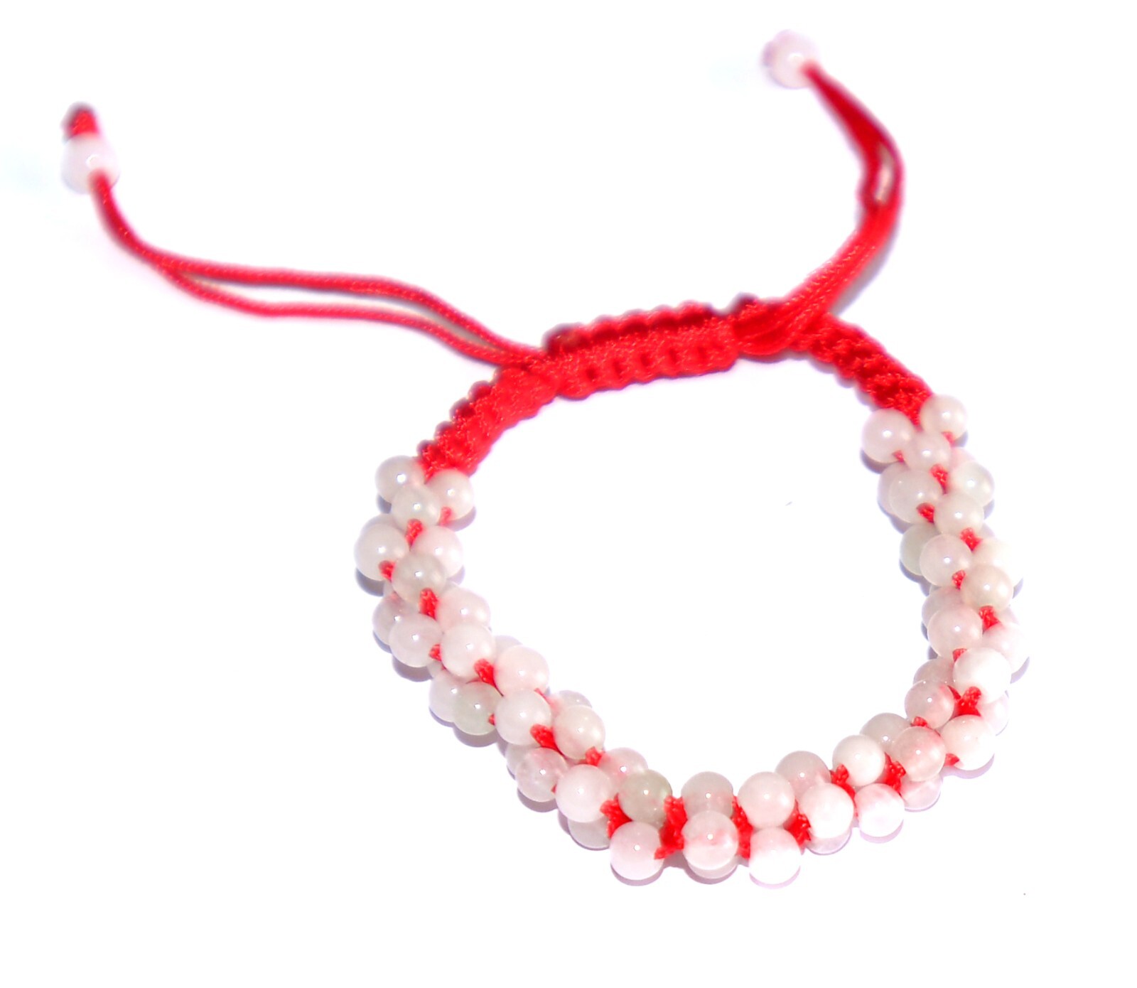 Macrame Friendship Adjustable Red Cord Feng Shui Pink Jade Beads Charm Bracelet