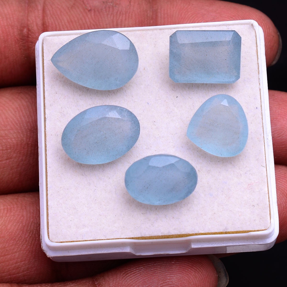 5 Pcs Natural Aquamarine Top Quality Faceted Cut 11mm-16mm Loose Gemstones Lot