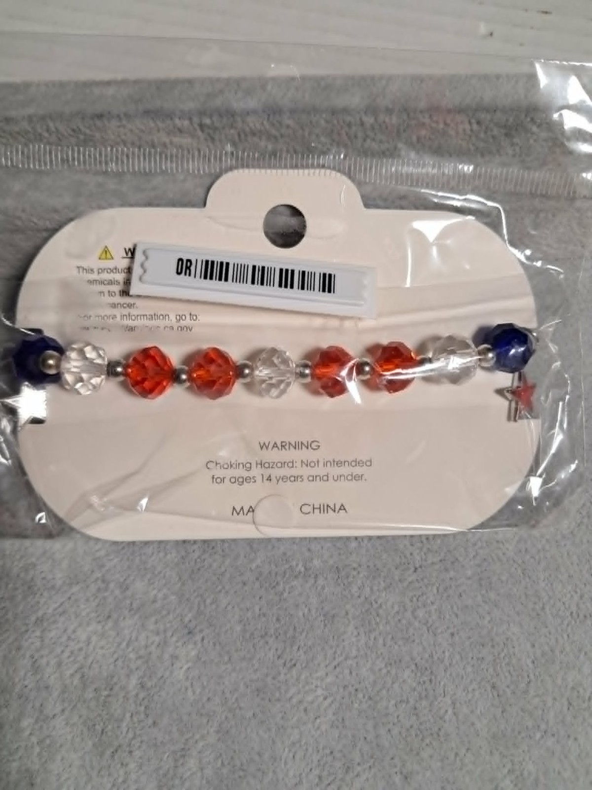 Superstar Accessories Patriotic Beaded Bracelet Red White Blue Stars USA Flag