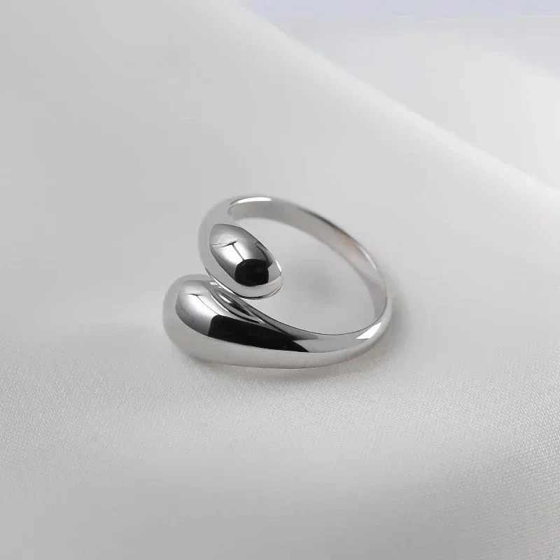 925 Sterling Silver Open Ring Women Couple Minimalist Handmade Adjustable