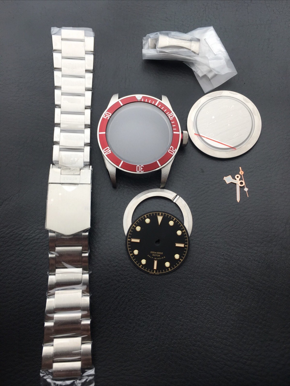DIY Watch Part Kit for 2824 Heritage Black Bay 41mm Case+Dial+Hands+Steel Strap