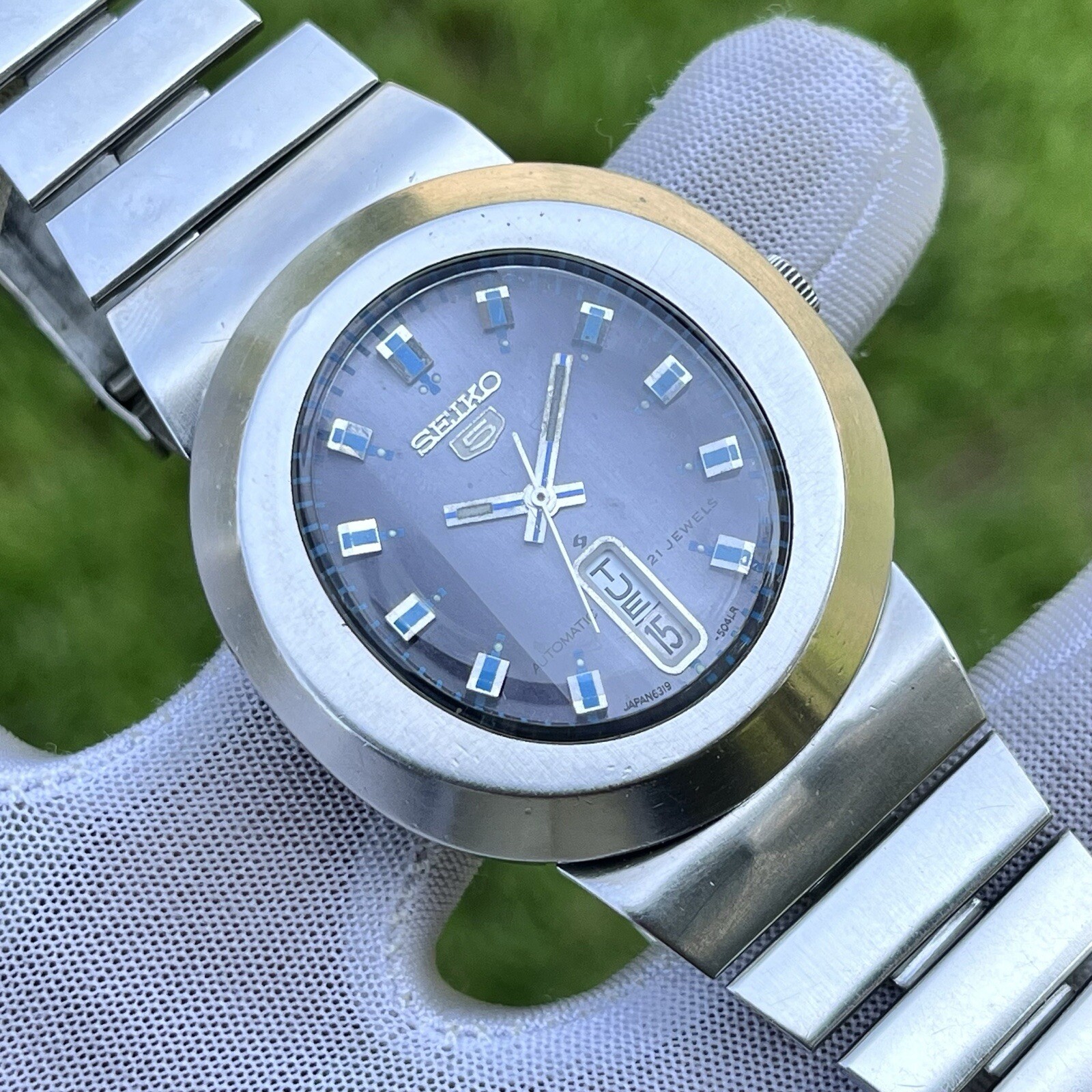 Rare Vintage Seiko 5 Diamatic Oval Shape Automatic Japan Men’s Watch 6319-5030