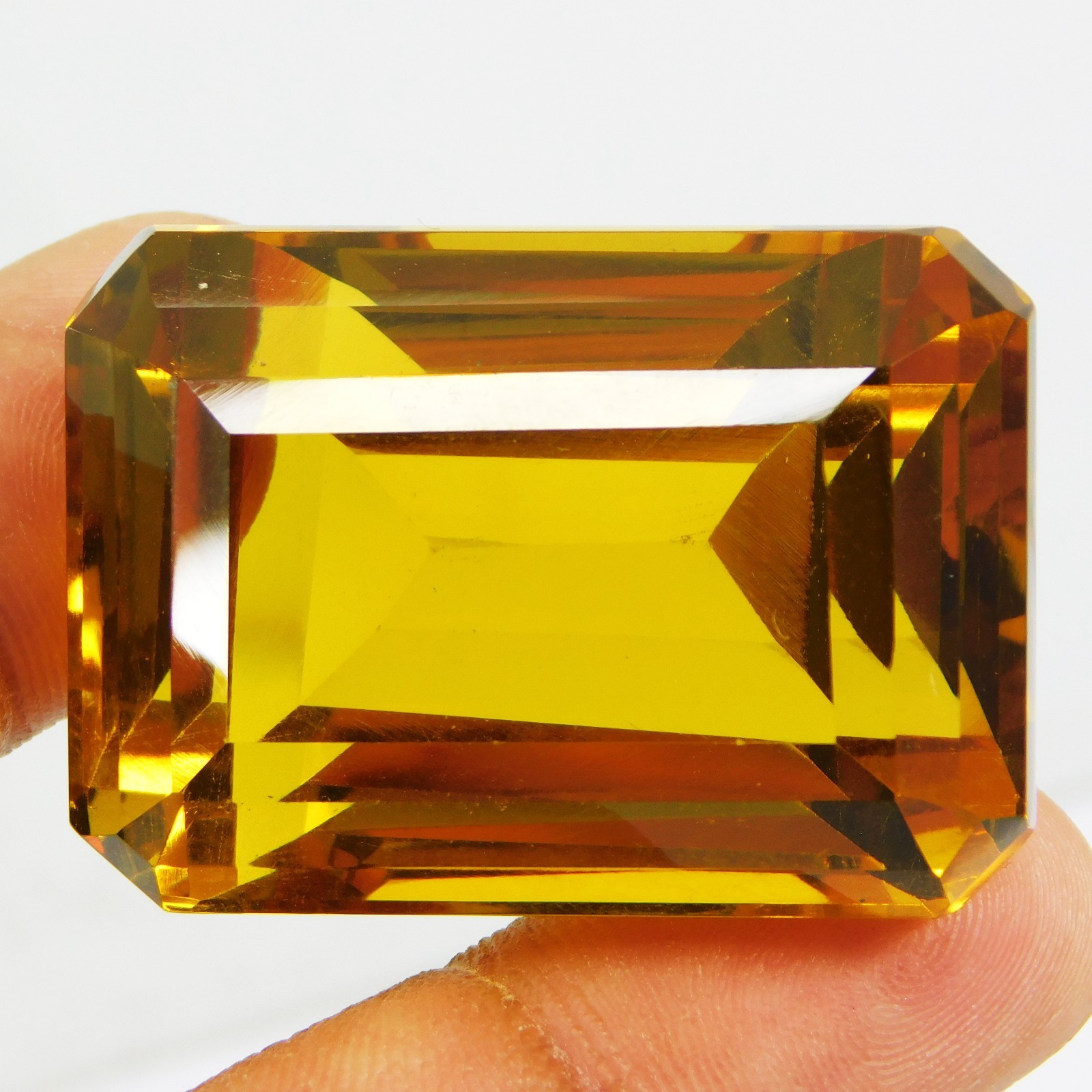 Certified 190.00 Cts Natural Mogok Painite Orange Yellow Emerald Shape Gemstone