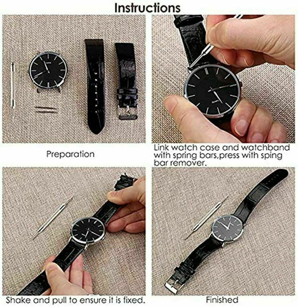 360pcs Watchmaker Watch Band Spring Bars Strap Link Pins Steel Repair Remove Kit