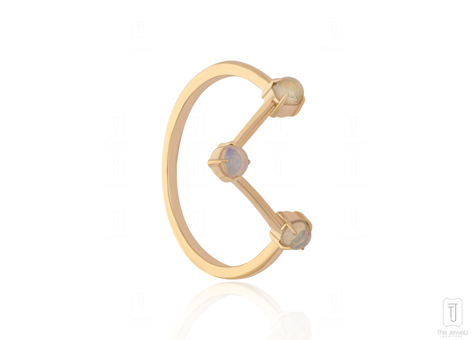 14K Yellow Gold Multi-Gemstone Ring- Option- Pearl/Opal/Moonstone/Turquoise