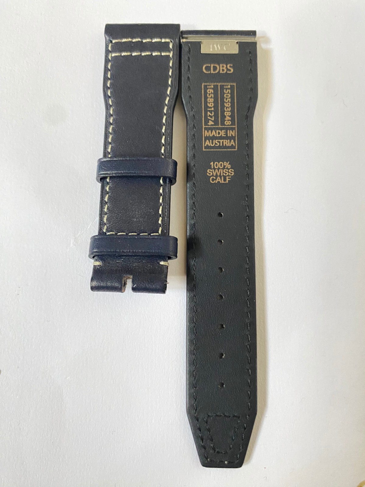 21 mm black leather easy fit strap for Portofino Portugieser IWC with buckle