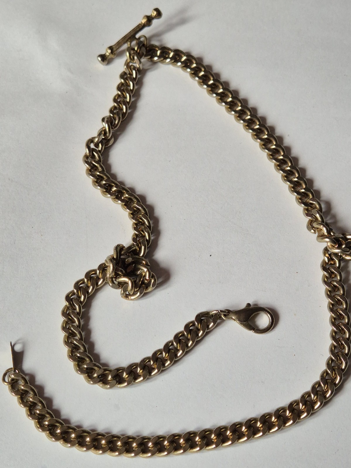 Vintage 80s Gold Tone Pocket Watch Chain Signed 777