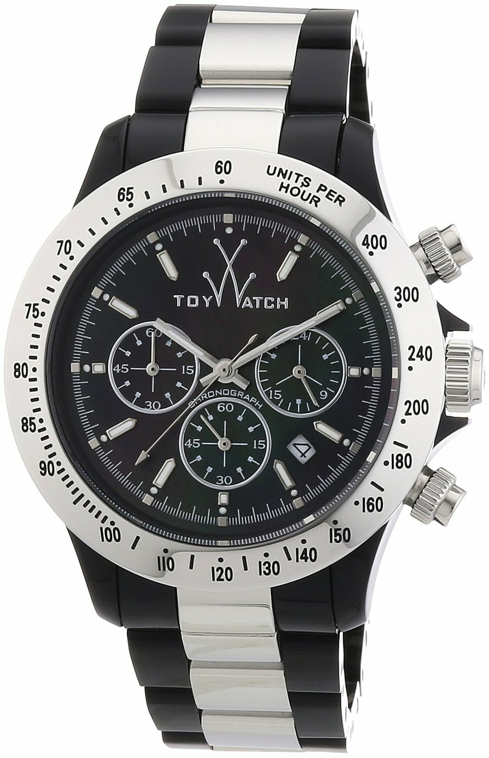 Toy Watch Heavy Metal Plasteramic Silver Black Chronograph Unisex watch 11207-SL