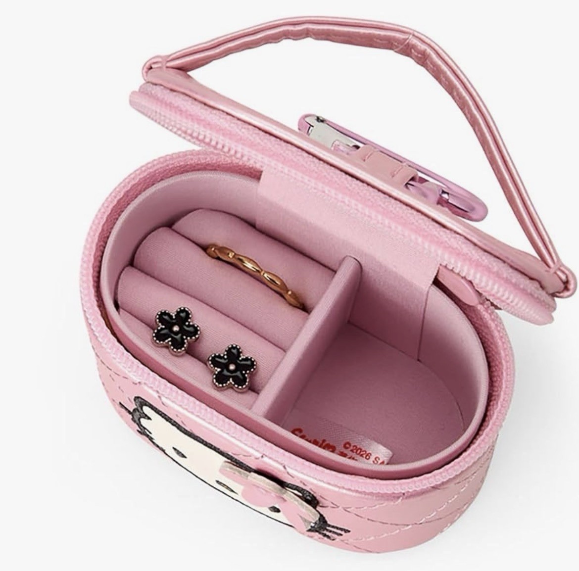 ✨🖤Hello Kitty Mini Vanity Case Quilt Design Black Pouch Sanrio Japan🖤✨