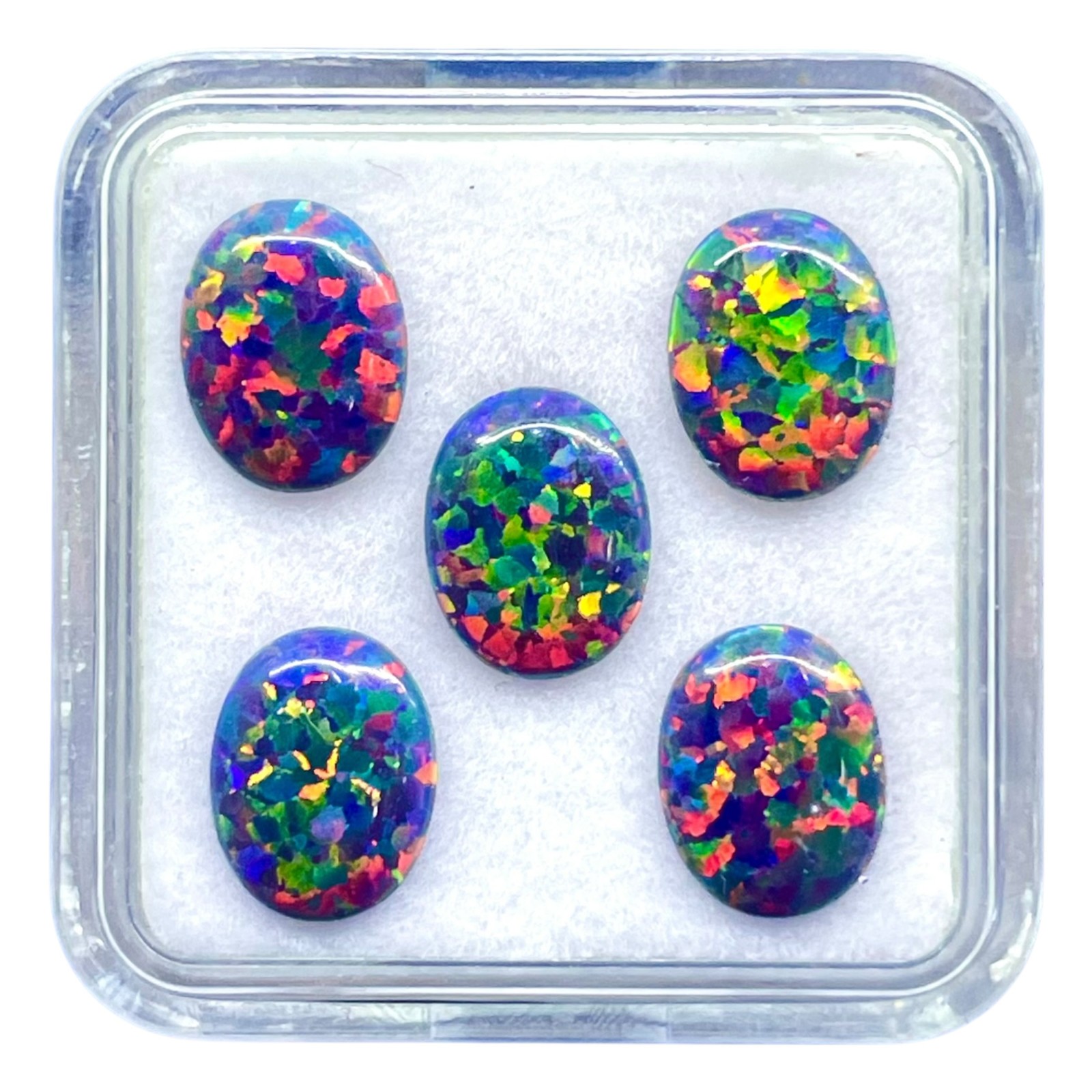 3 Pcs Australian Black Opal 9x7mm Oval Cabochon 5A Quality Lab Created Gemstones