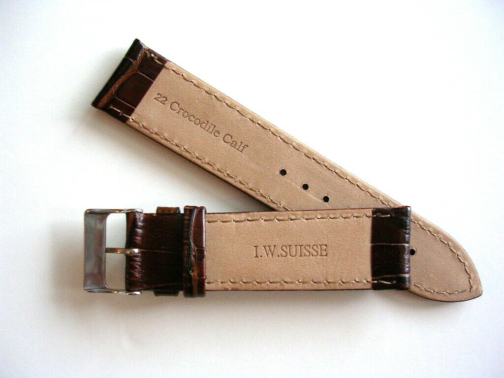 20mm Black Crocodile Calf genuine leather watchband IW SUISSE 16 17 18 22 24 USA