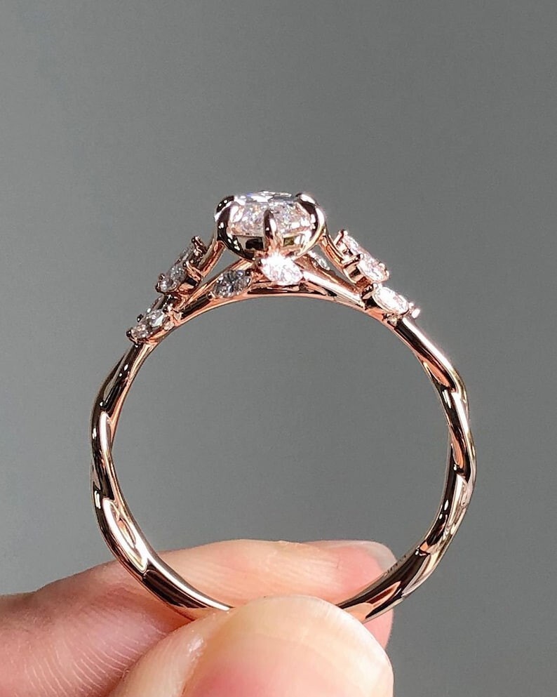 Nature Inspire Engagement Ring 2.0CTW Marquise Cut Real Moissanite Wedding Ring