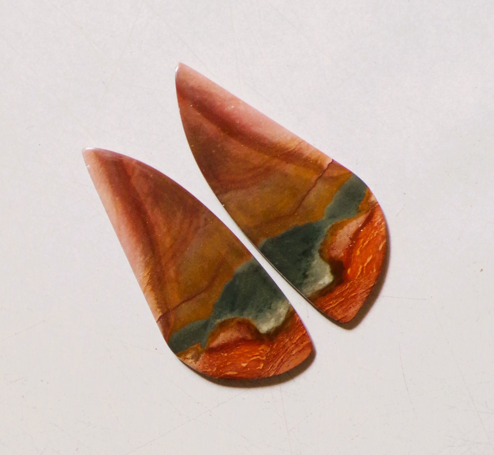 31.20 Cts Natural Polychrome Jasper Cabochon Match Pair Gemstone 41X17MM 23