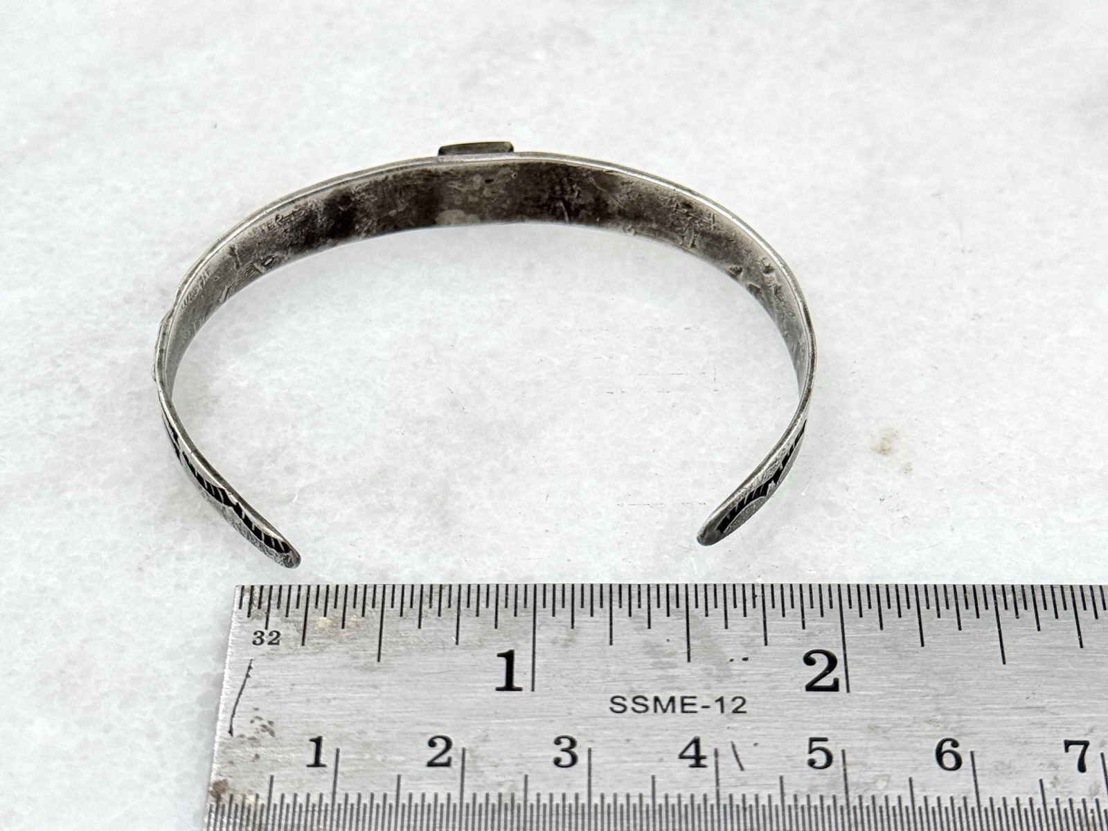 1930’s Fred Harvey Era Sterling silver Stamped Snake Cuff bracelet 6.25”