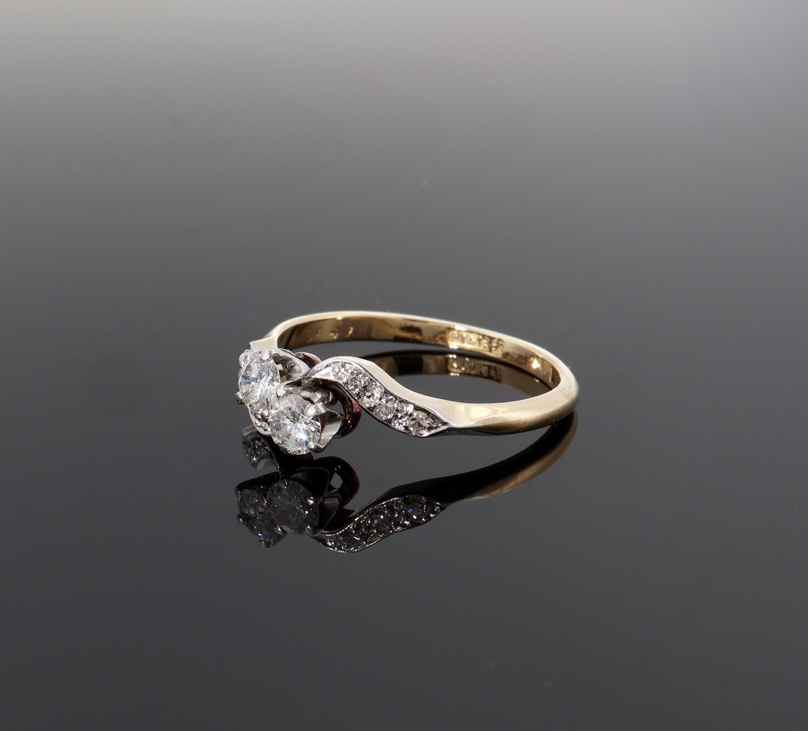 Vintage 18k Yellow Gold 0.45ct Diamond Set Toi et Moi Ring Size P1/2 Val $4925