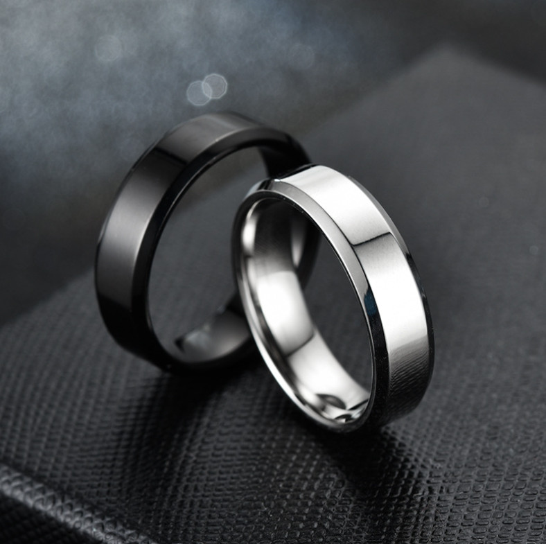 Men Women 6MM Silver Gold Black Plated Stainless Steel Band Polished Plain Ring