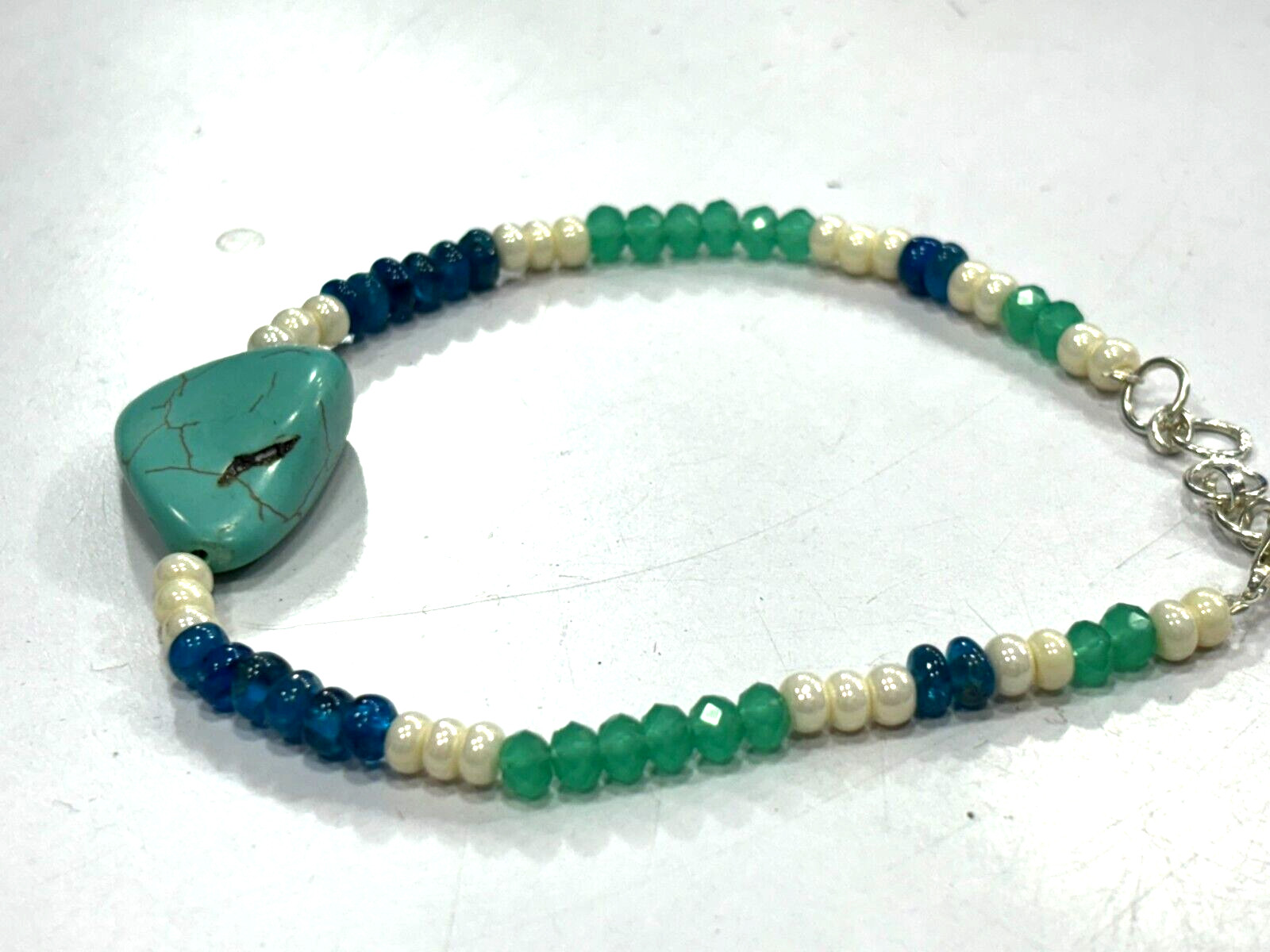 MULTI ROUNDELLE STONE WITH TUMBLED GEMSTONE BEADS 7″INCH 1 BRACELET