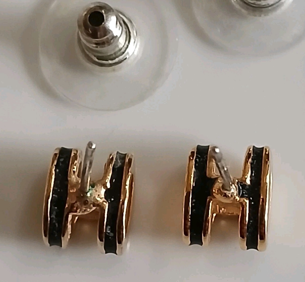 Mini Pop H Enamel Gold Plated Stud Earring