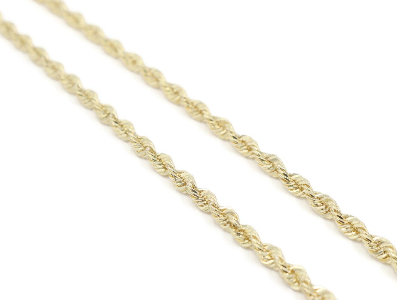 High Shine 10KT Yellow Gold 2.9mm Wide Solid Rope Chain 20″ Necklace – 11.09g