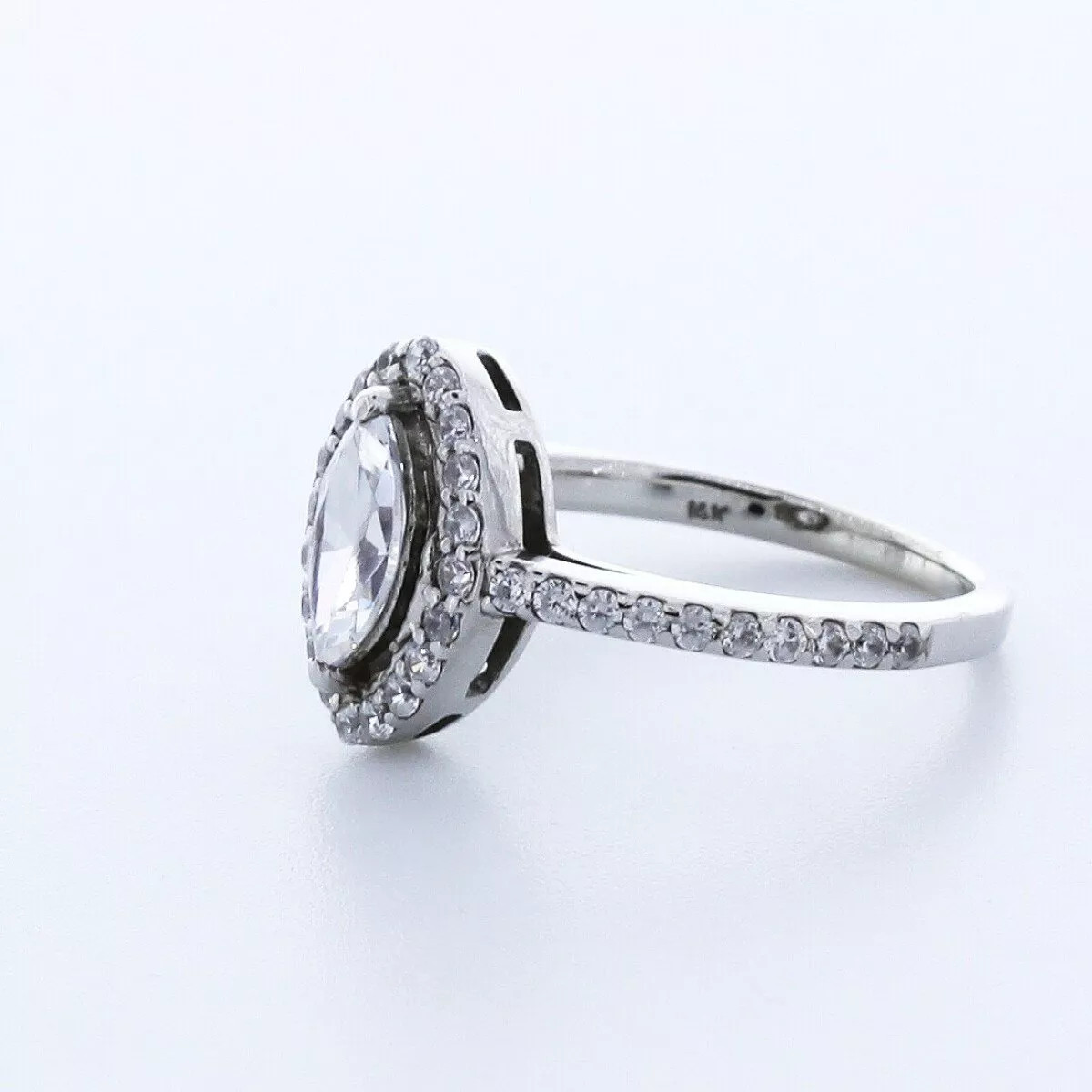Engagement Ring 14K White Gold Halo Marquise 1.18 Carat Lab-Grown Diamond D VS1