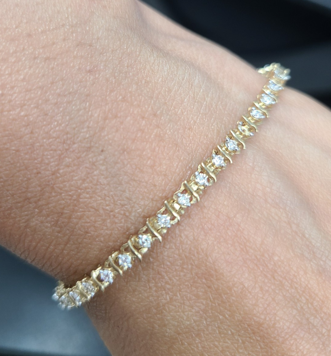 DEAL! 1.05CTW NATURAL GENUINE DIAMONDS LADIES TENNIS BRACELET 10K GOLD 7 INCHES