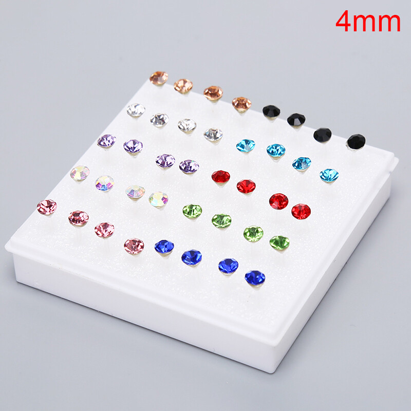 10Pairs/20Pairs Set Rhinestone Crystal Stud Earrings Small Earrings Jewe