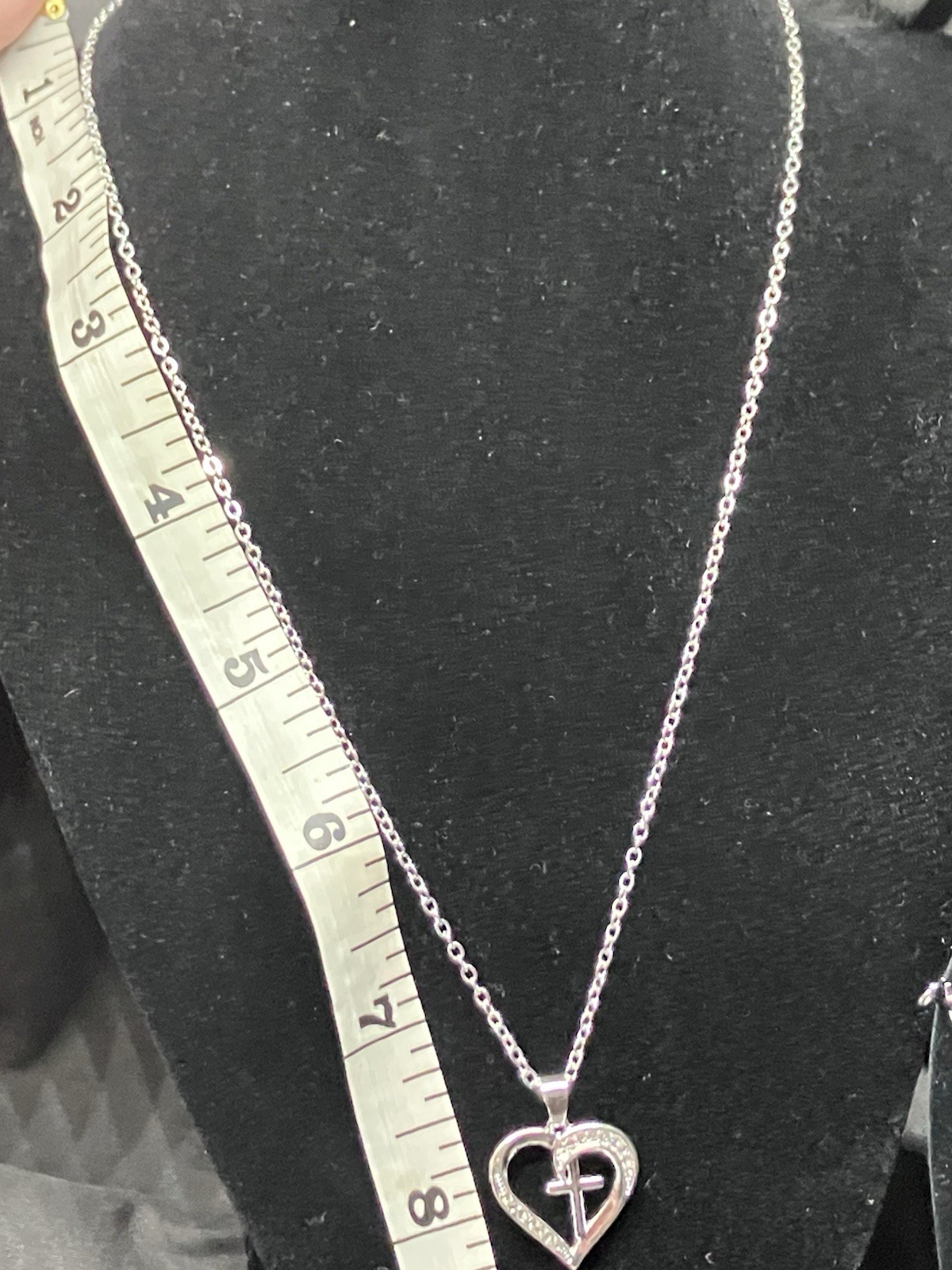 Womens Stainless steel heart w/cross CZ necklace and cross bracelet set