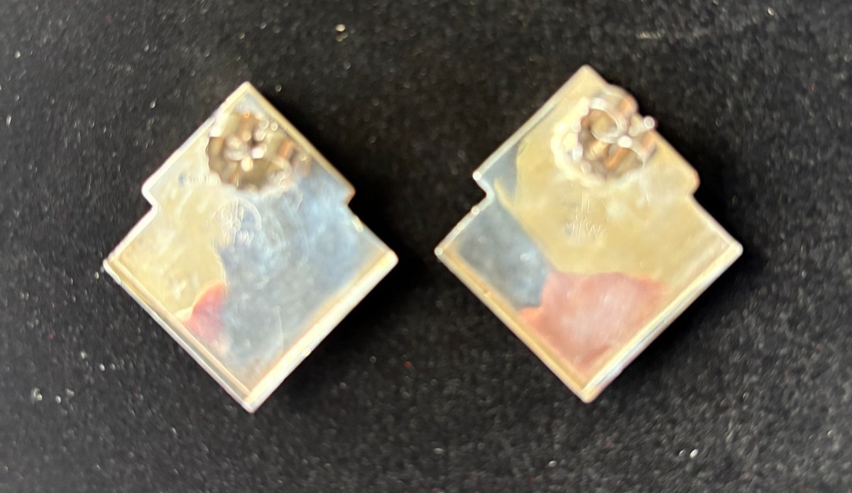 Great Falls Metal Works Sterling Silver Southwestern Inlay Earrings