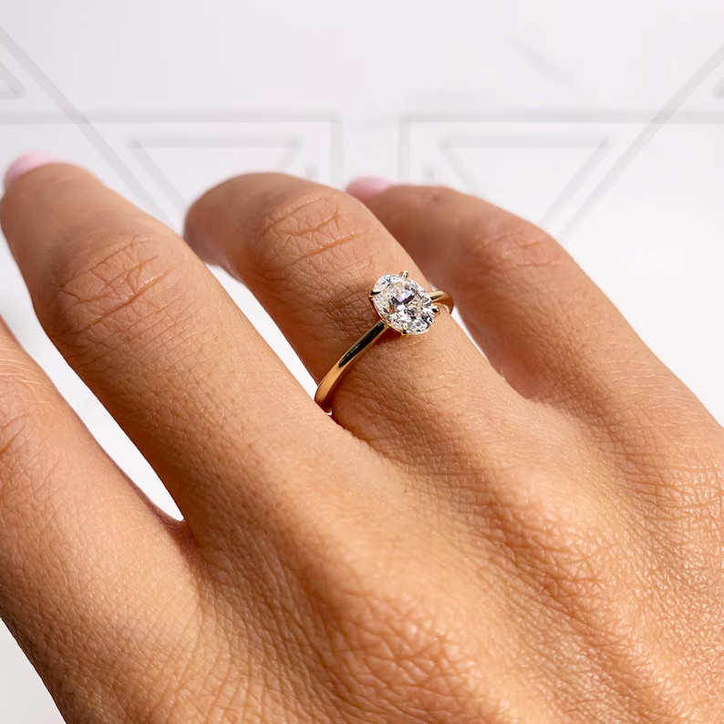 1.50Ct Oval Cut 14K Yellow Gold DEF I1-I3 Natural Diamond Engagement Ring UGL