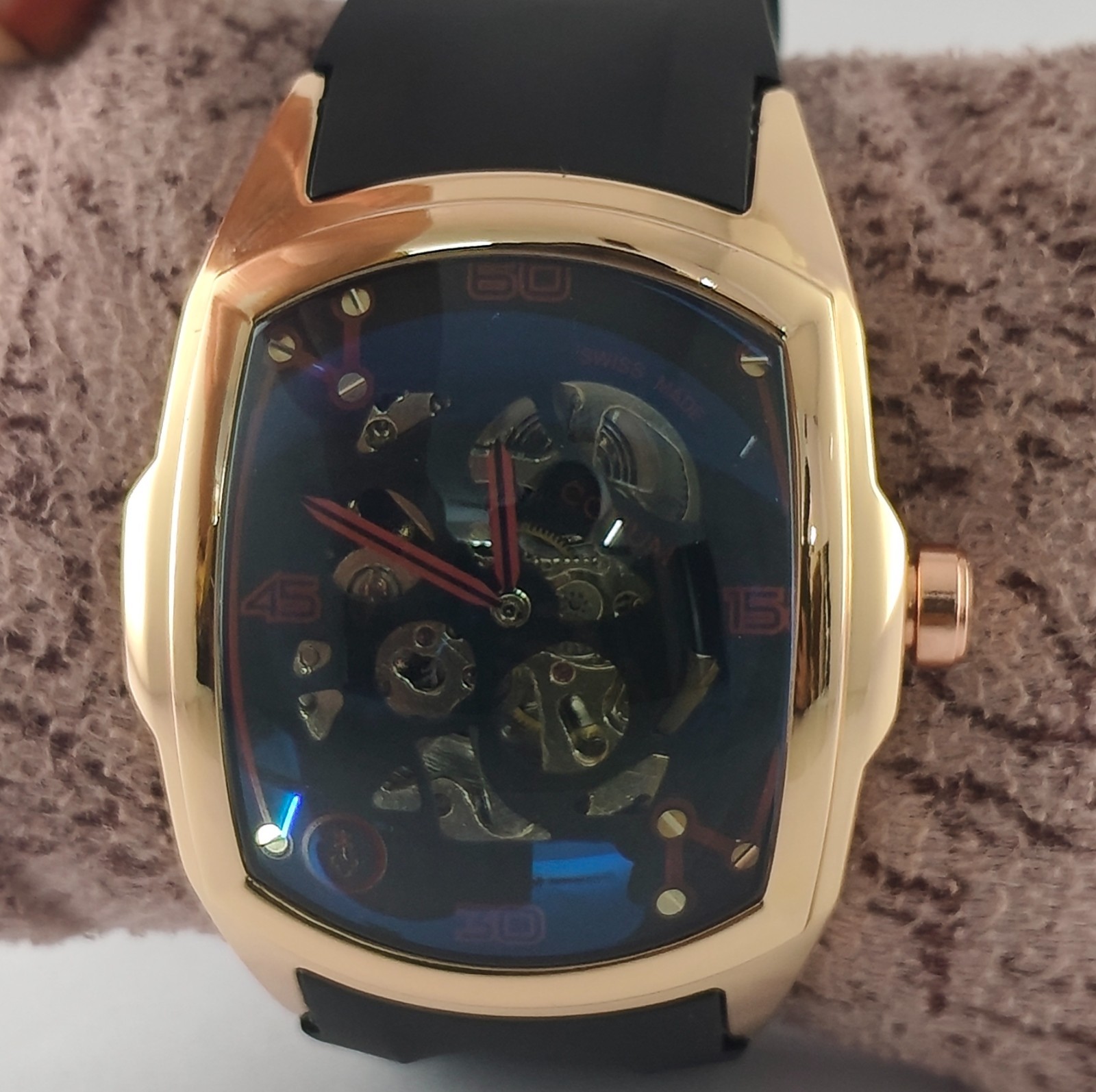 CORUM Automatic Black Dial Working Condition Men’s Wristwatch Rubber Band