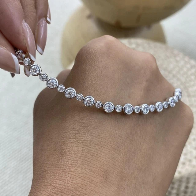 12.00 Ct Round Cut Lab Created Diamond Tennis Bracelet 14K White Gold Plated