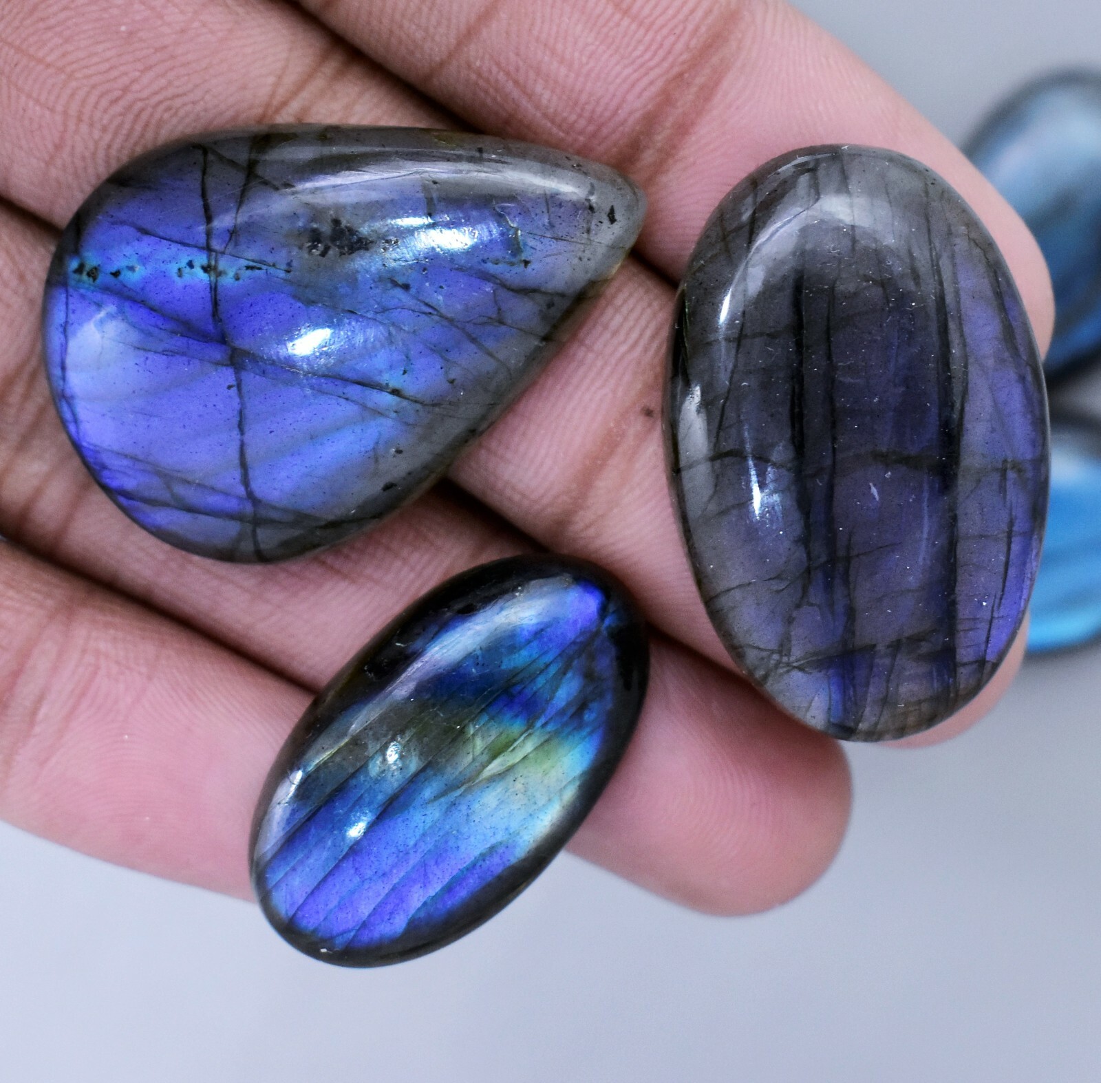 50ct 1-2 Pieces Wholesale Blue Labradorite Cabochon Loose Labradorite Gems V61-1