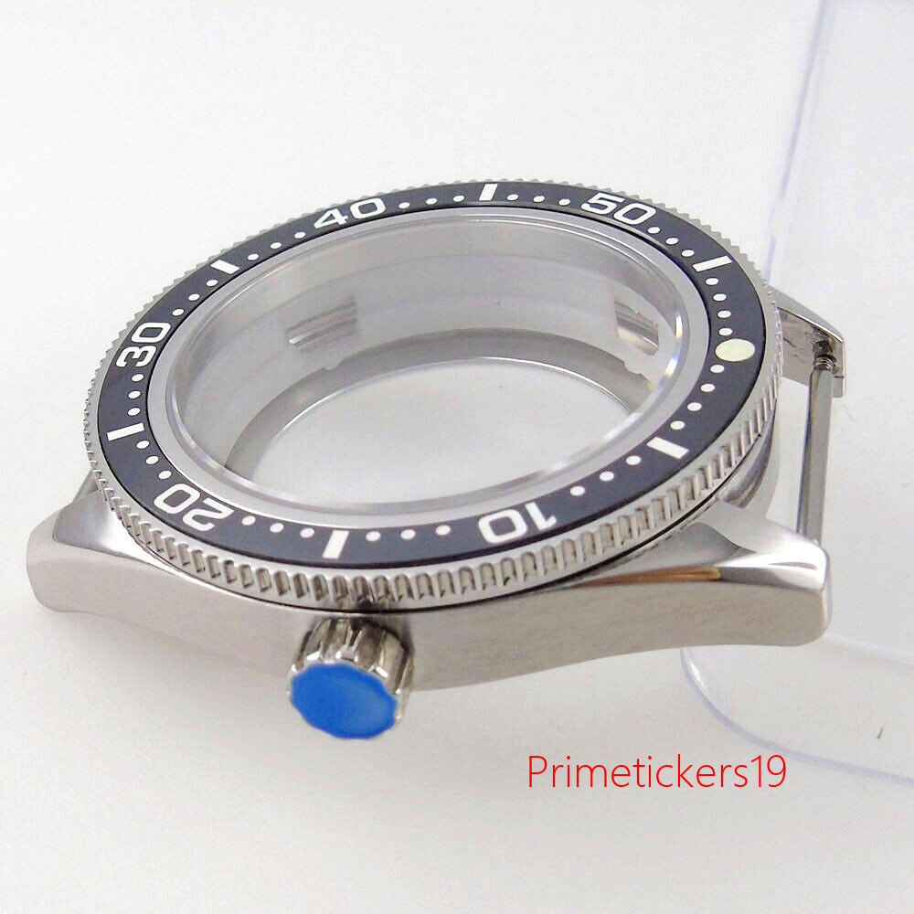 42mm Watch Case Sapphire Glass Fit NH35 ETA2824 PT5000 Glass Back Ceramic Bezel