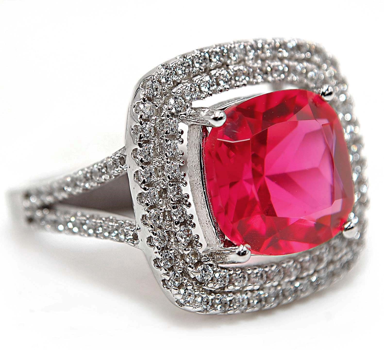 12CT Heat Treated Rubellite Tourmaline 925 Sterling Silver Ring Sz 6,7,8,9 QB1