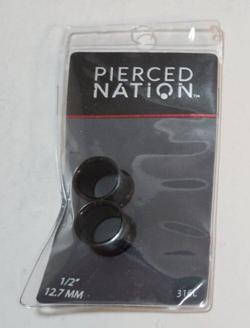 Spencers Pierced Nation Ear Gauges Black Tunnel 1/2″ 12.7MM 316L New