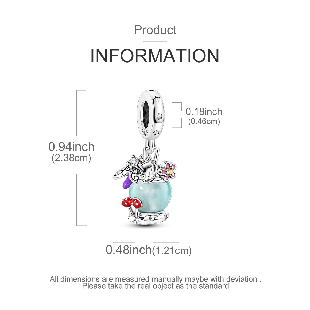 MULA 925 Sterling Silver DIY Charm Firefly Luminous Pendant for Women Bracelet