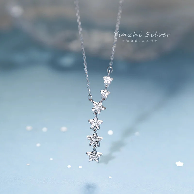 2021 New Star Necklace Tassel Pendant 925 Silver Simple Temperament Clavicle Cha