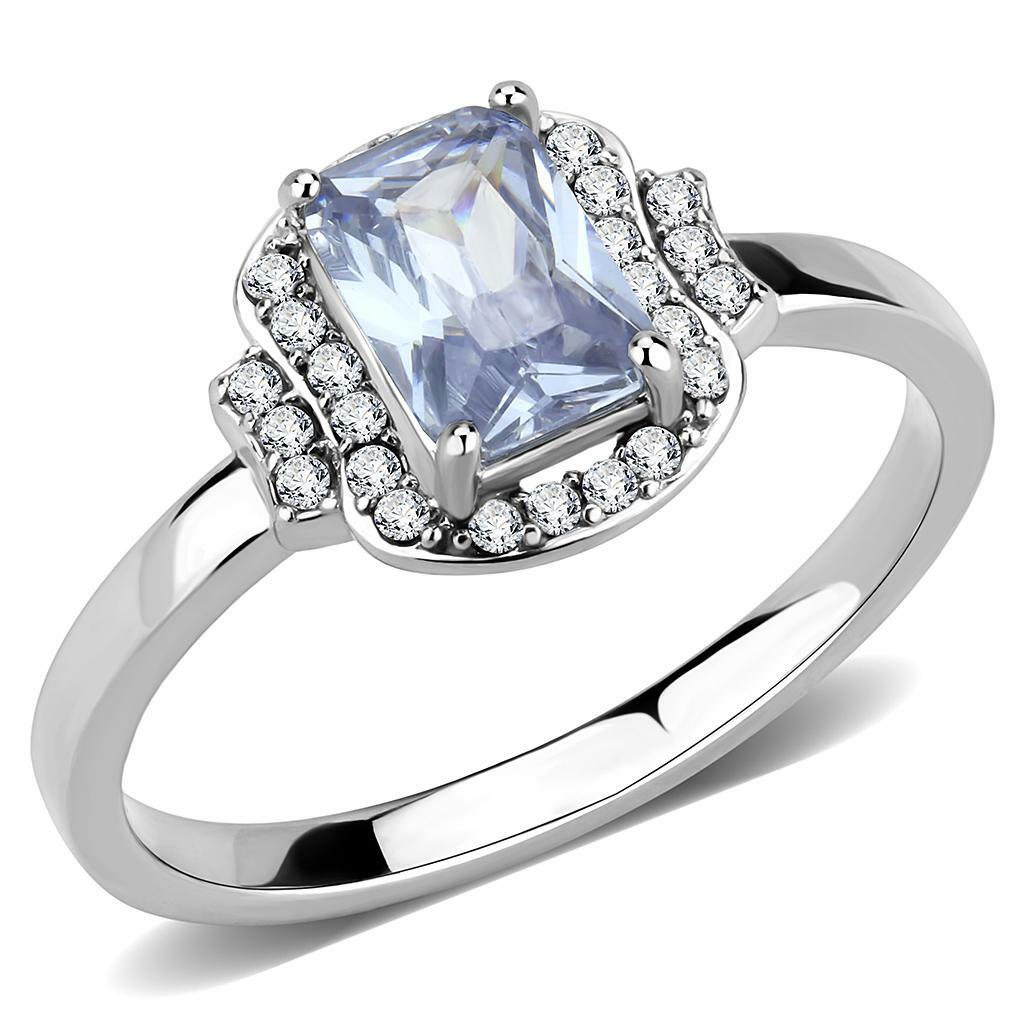 DA246 – High polished (no plating) Stainless Steel Ring with AAA Grade CZ in