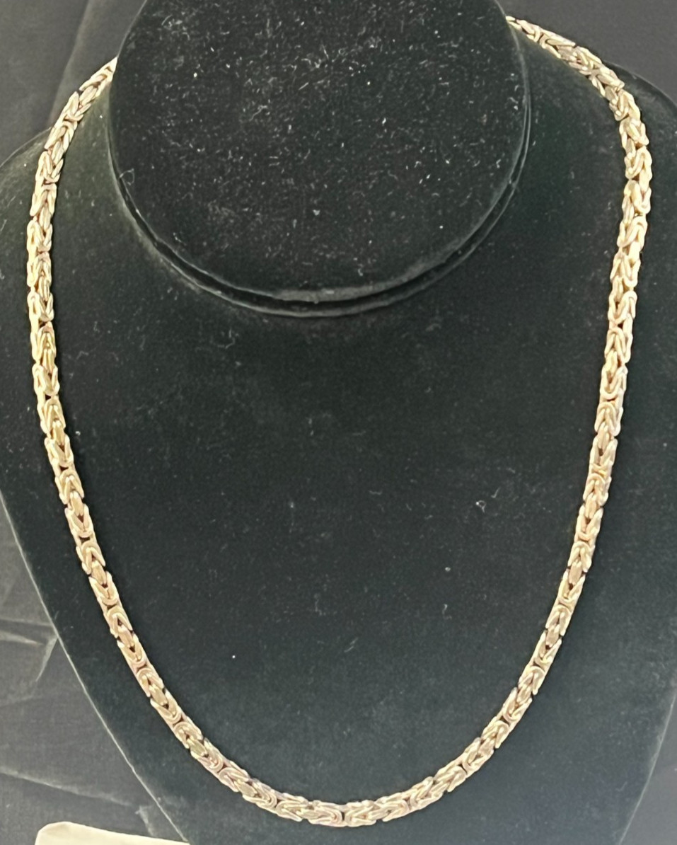 AZ Italy Sterling Silver 925 Byzantine Chain Necklace 20″ Length 44.8 Grams