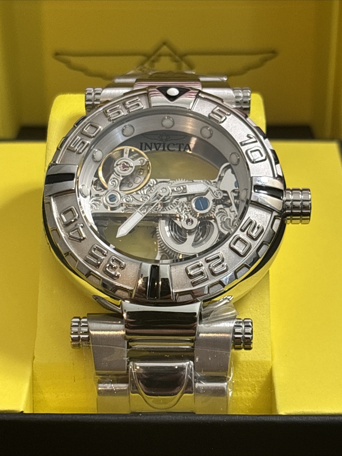 Invictas 47mm Automatic Silver “Subaqua” On SS Band Mens Big Boy Watch #49499