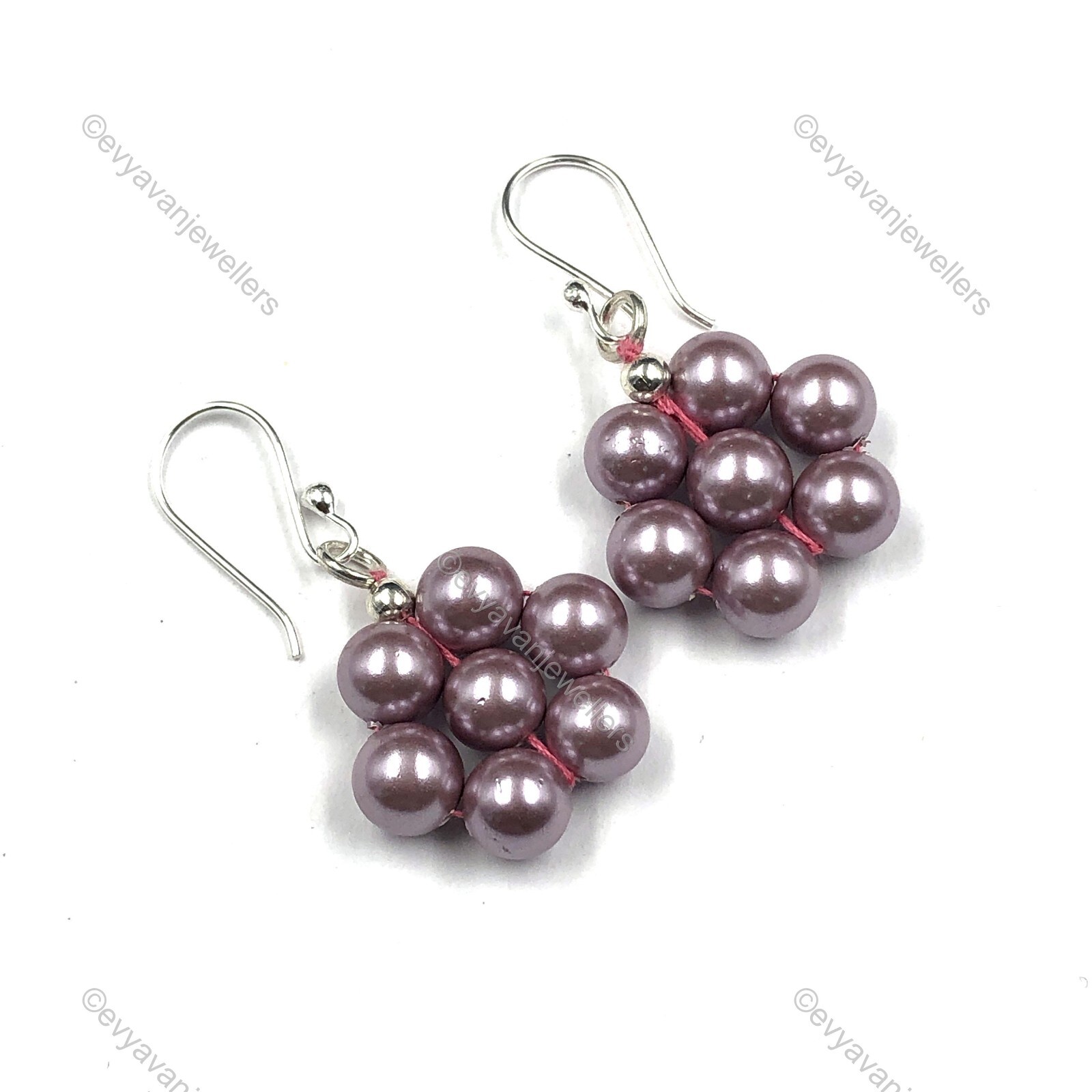 Gift For Women Drop/Dangle Beaded Earrings 925 Silver Pearl Radiant Pink Shell