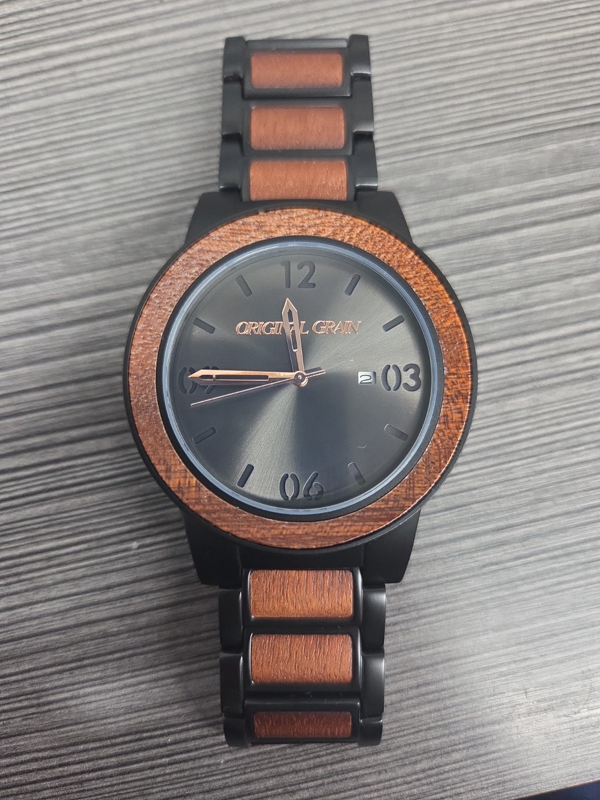 Original Grain Watch The Barrel Sapele Matte Black Steel OG-10-004 Men