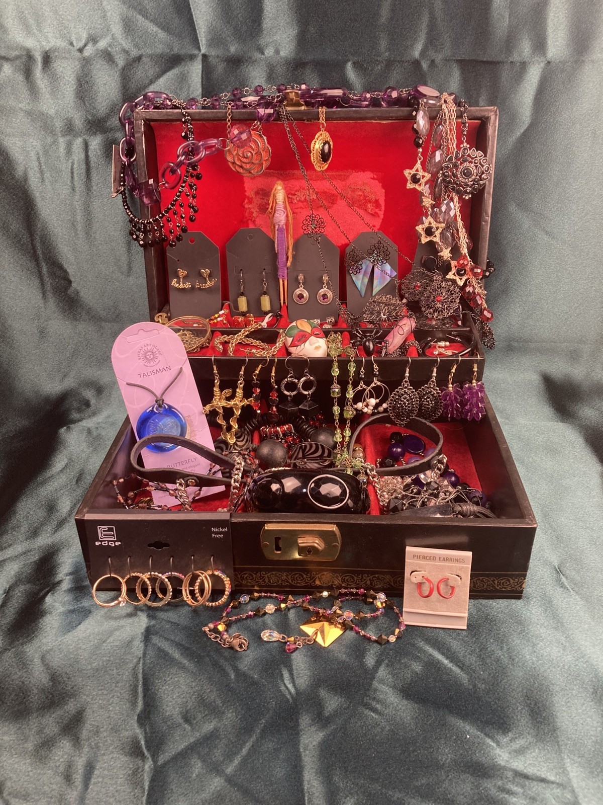 50Lot Gothic Inspired Costume Jewelry Romance Goth Earring Emo & Jewelry Box