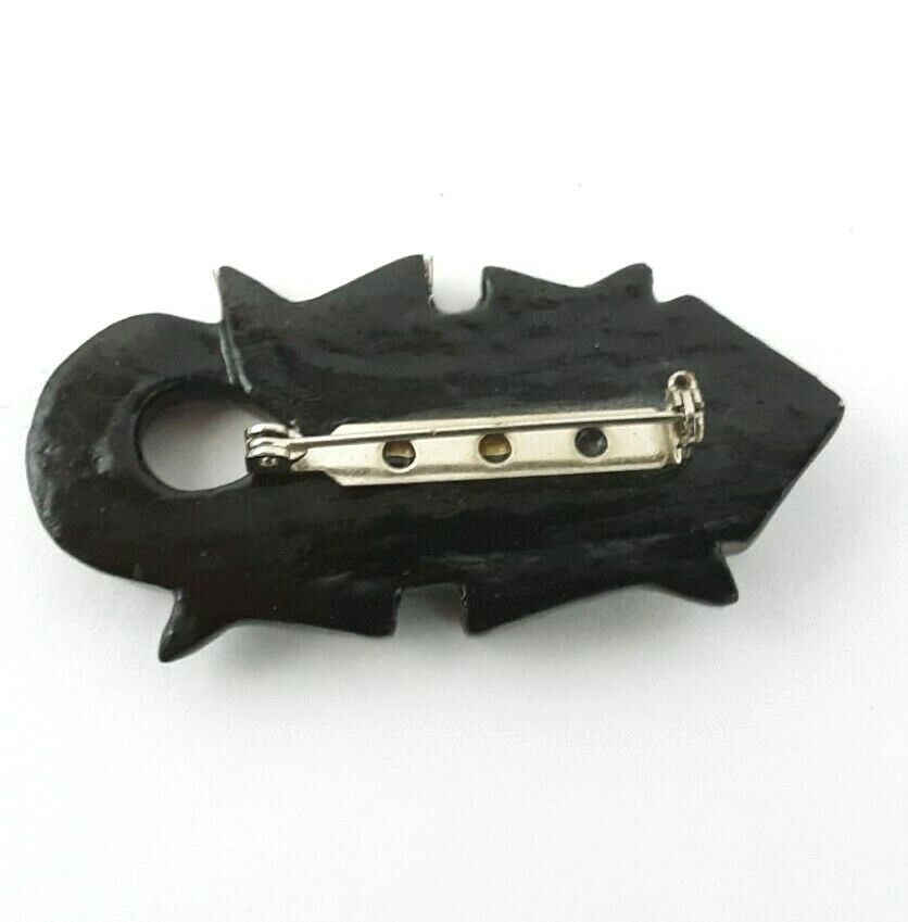 Large Vintage 1980’s Hand Carved & Painted Balsa Wood Salamander Brooch Pin Art